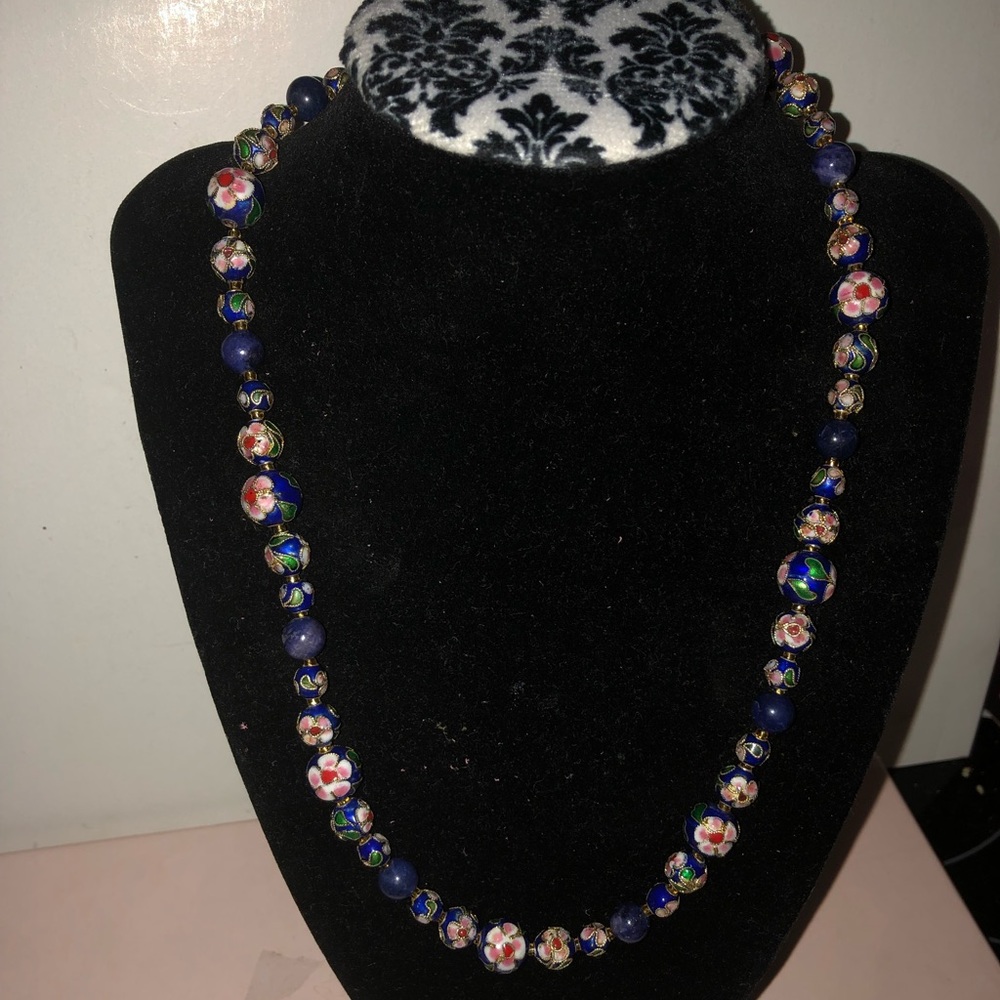 🐲Cloisonne and Lapis Necklace Made By Me-415
